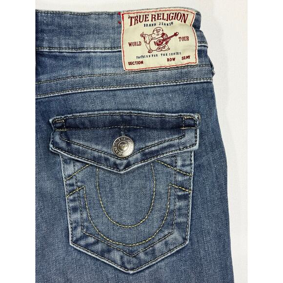 True Religion Women's Joey Mid Rise Flare Blue Denim Jeans - Size 28 (27x32.5) - Picture 3 of 6